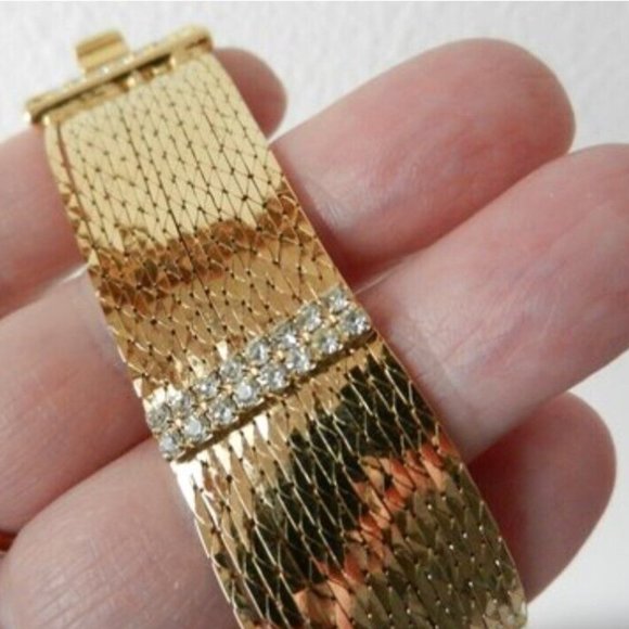 NWT Vintage Nolan Miller Gold Tone & Crystal Multi Strand Bracelet - Picture 4 of 7